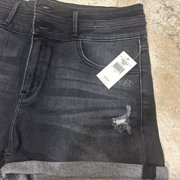 Women's Black Denim Shorts - Picture 3 of 7